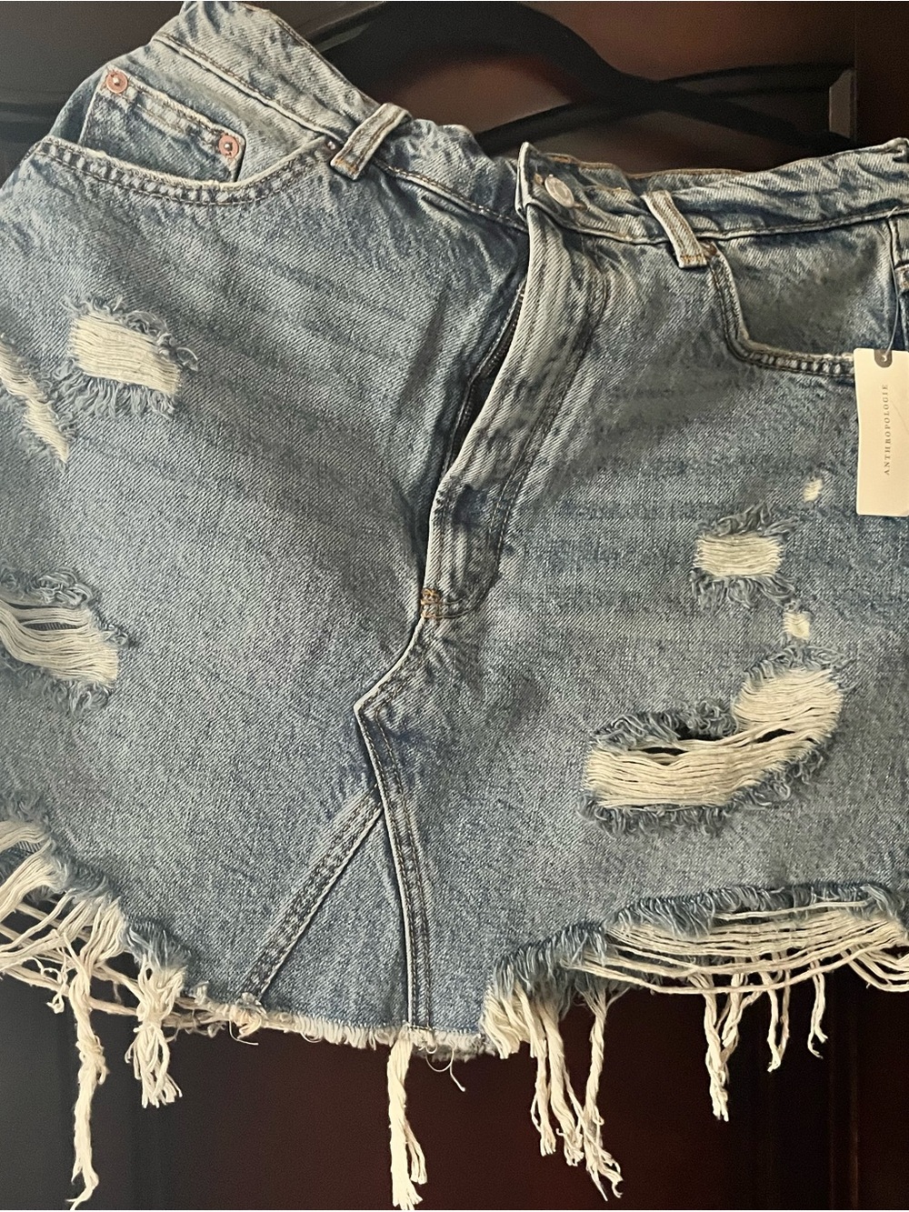 Pilcro Light Wash Distressed Denim Jean Shorts with Frayed Hem